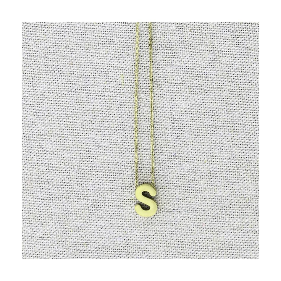 SOLID LETTER S PENDANT STEEL SHORT NECKLACE