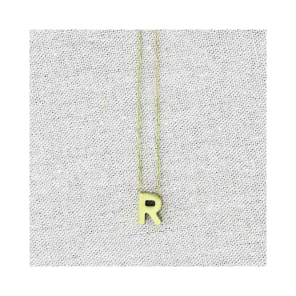 SOLID STEEL LETTER R PENDANT SHORT NECKLACE