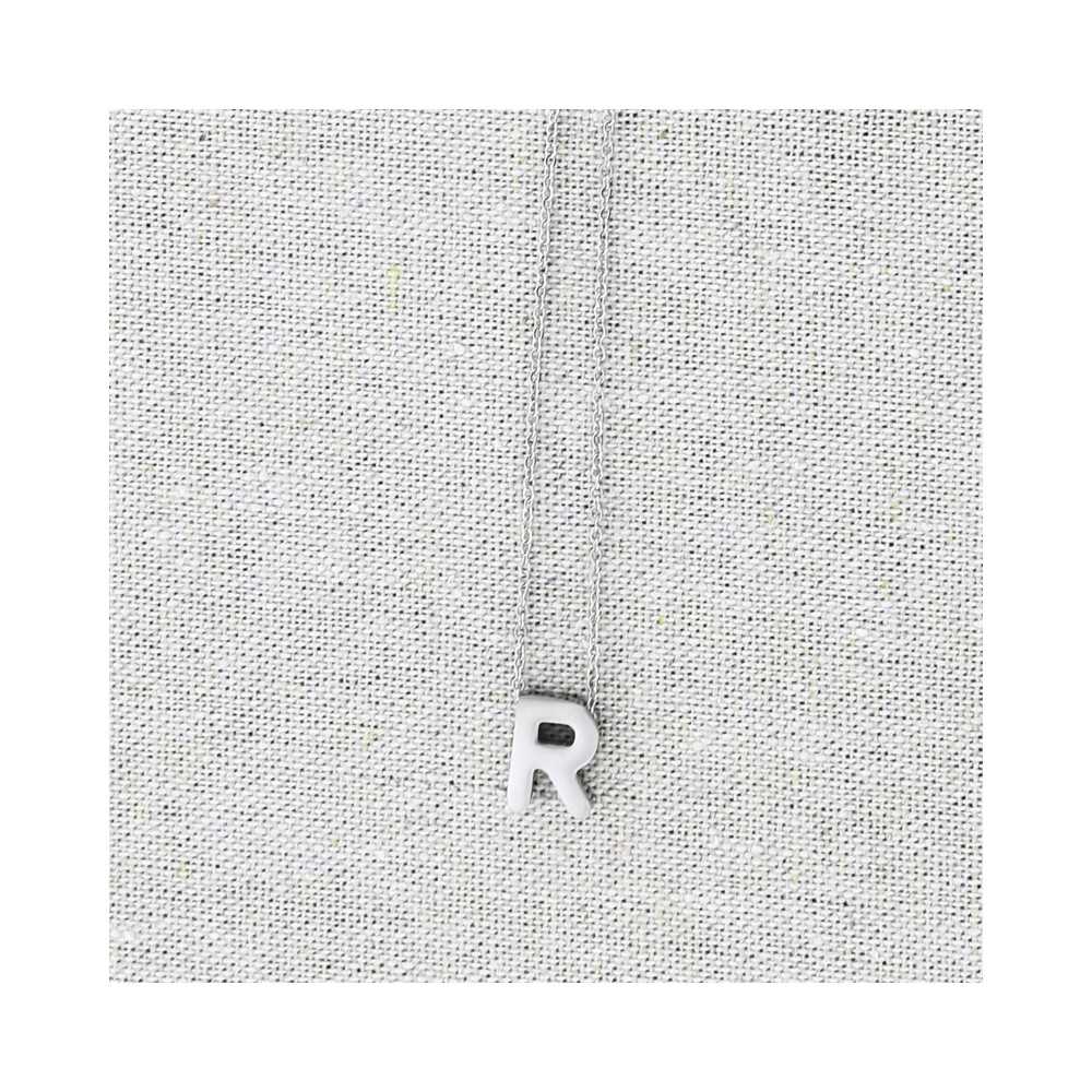 SOLID STEEL LETTER R PENDANT SHORT NECKLACE