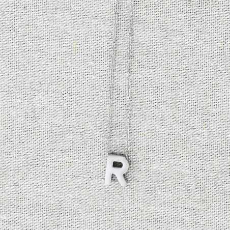 SOLID STEEL LETTER R PENDANT SHORT NECKLACE