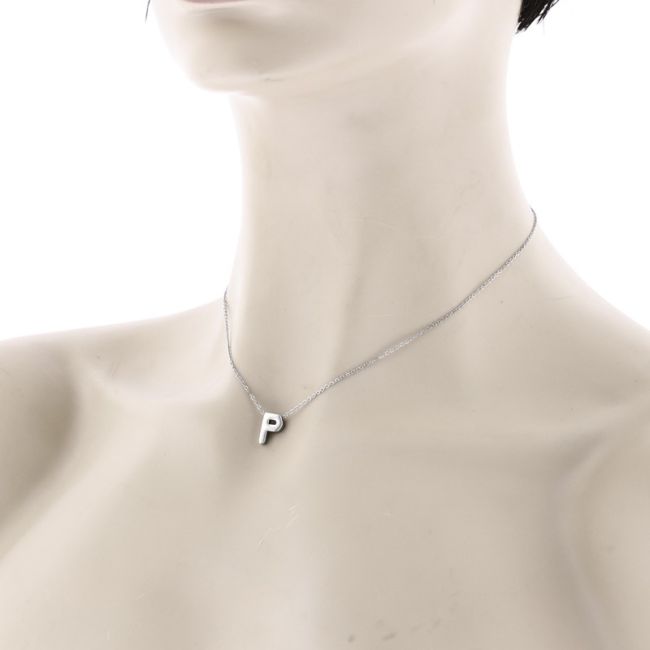 SOLID STEEL PENDANT LETTER P SHORT NECKLACE