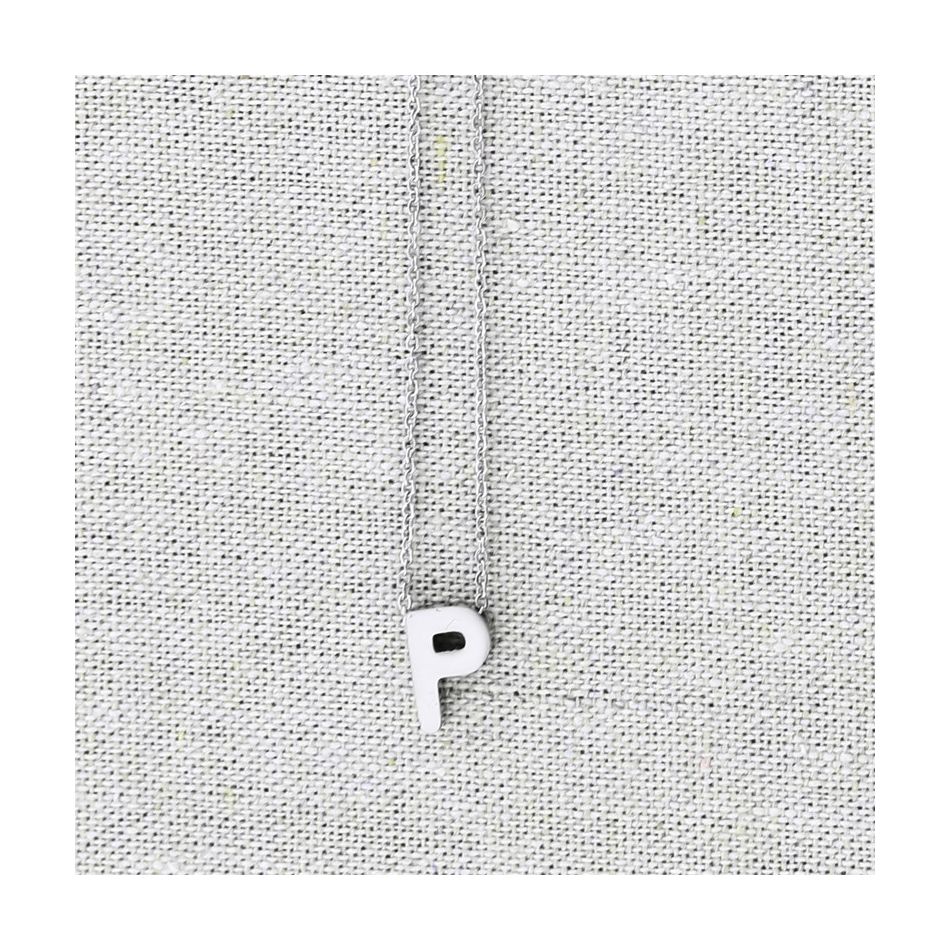 SOLID STEEL PENDANT LETTER P SHORT NECKLACE