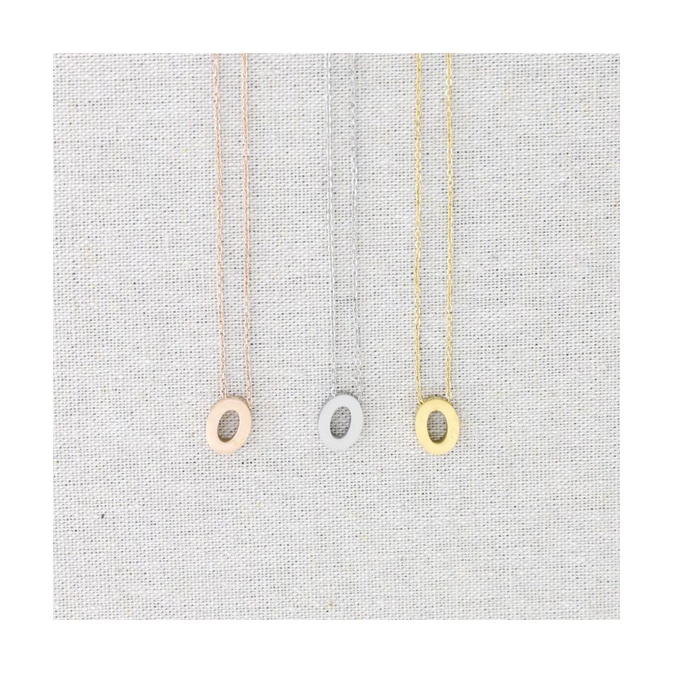 SOLID LETTER O PENDANT STEEL SHORT NECKLACE