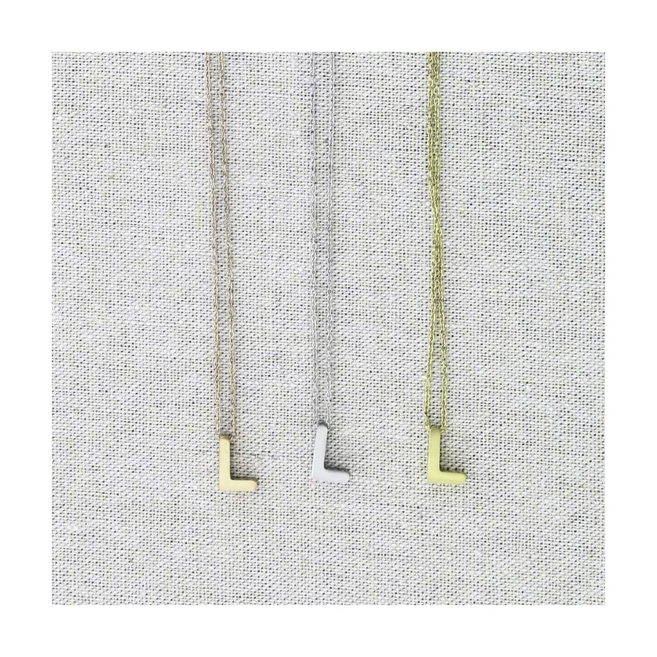 SOLID LETTER L PENDANT STEEL SHORT NECKLACE