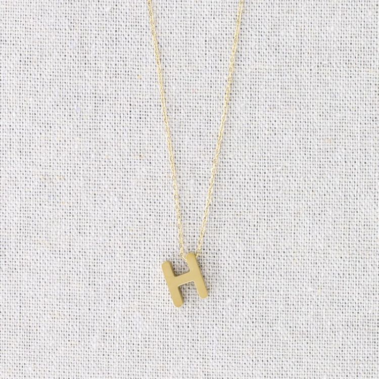 SOLID STEEL LETTER H PENDANT SHORT NECKLACE