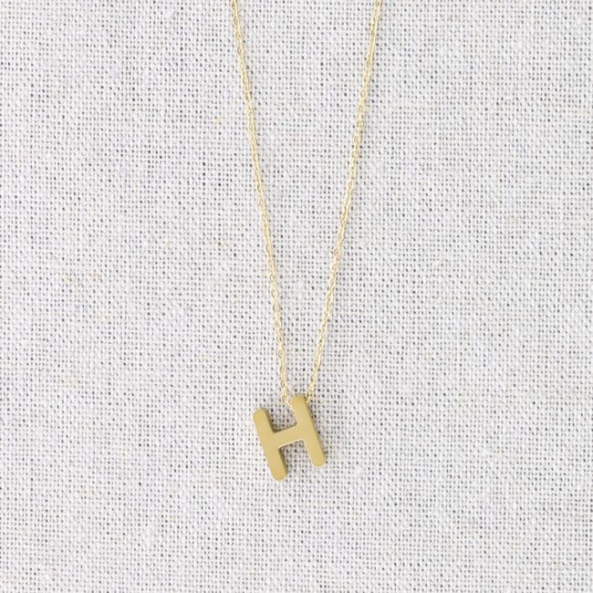 SOLID STEEL LETTER H PENDANT SHORT NECKLACE