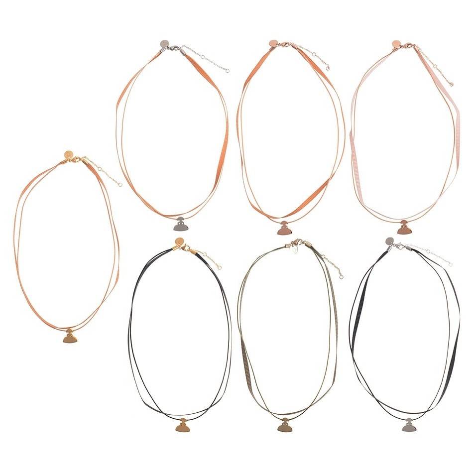 MENINA STEEL DOUBLE PENDANT SHORT NECKLACE
