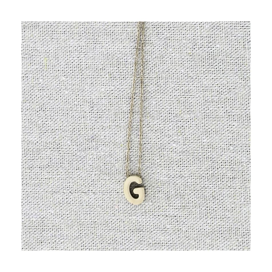 SOLID LETTER G PENDANT STEEL SHORT NECKLACE