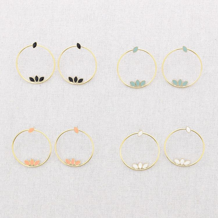 STEEL EARRINGS ENAMEL BEAD RING 2