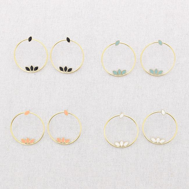 STEEL EARRINGS ENAMEL BEAD RING