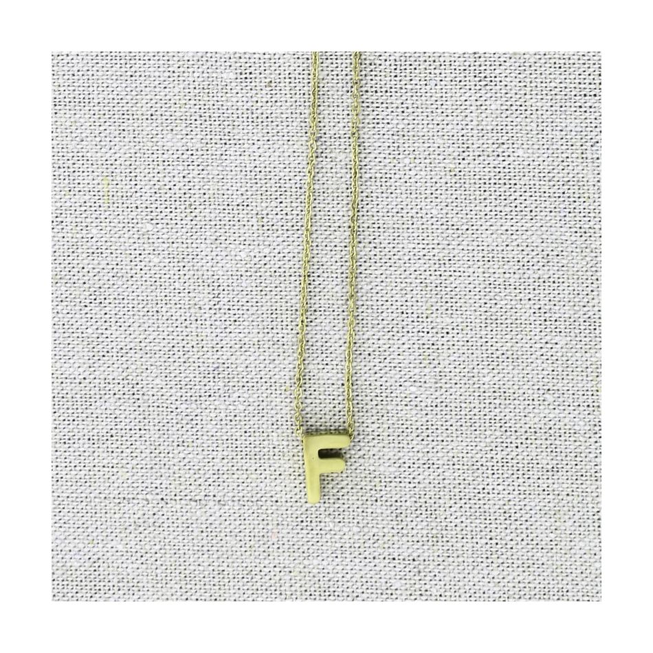 SOLID STEEL LETTER F PENDANT SHORT NECKLACE