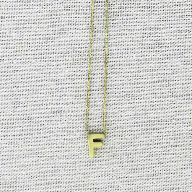 SOLID STEEL LETTER F PENDANT SHORT NECKLACE