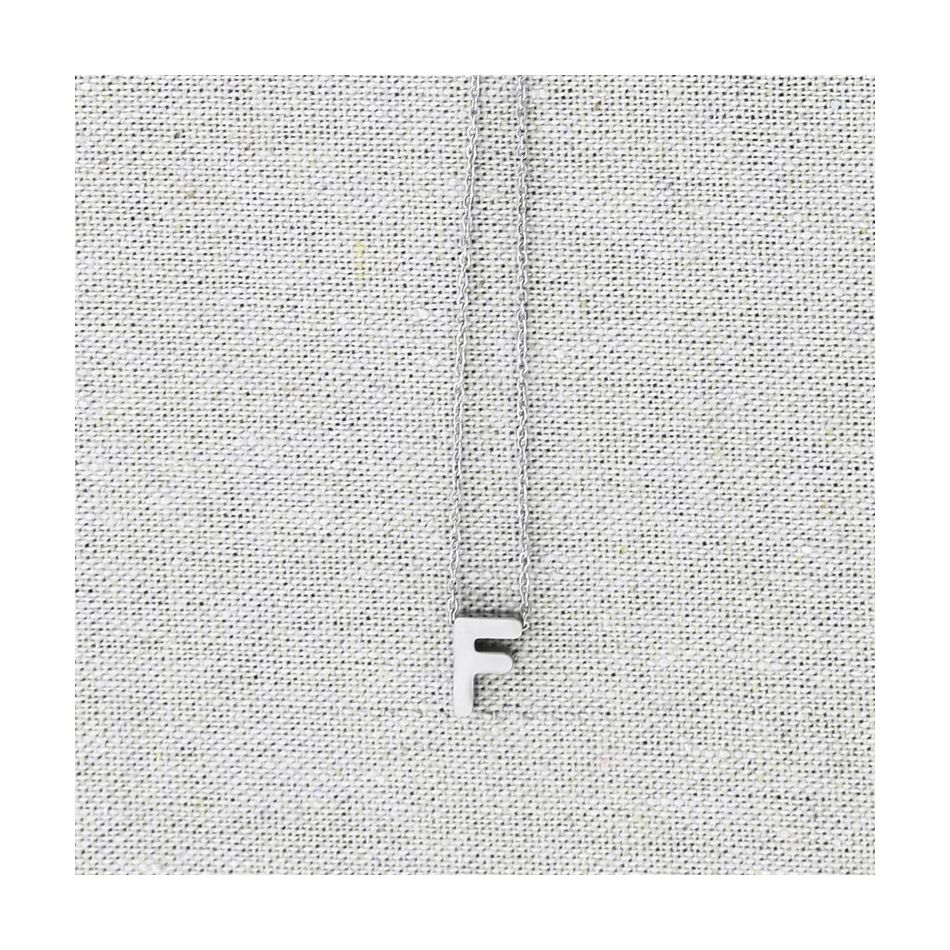 SOLID STEEL LETTER F PENDANT SHORT NECKLACE