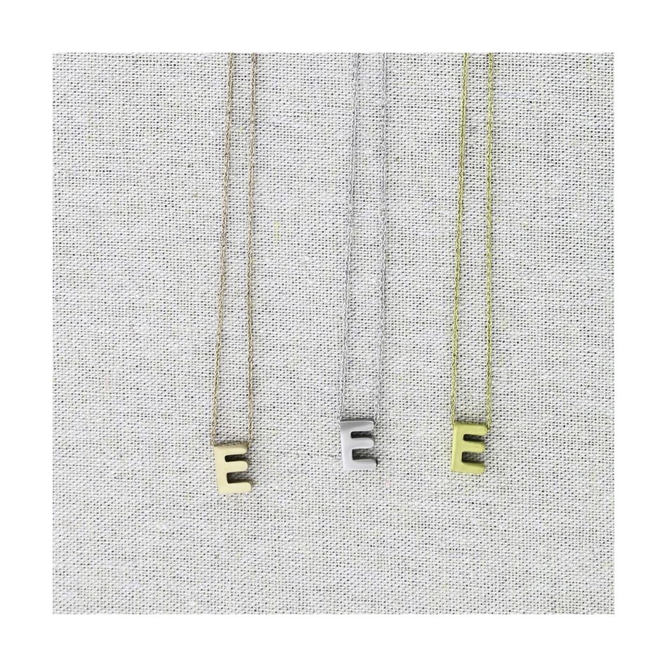 SOLID LETTER E PENDANT STEEL SHORT NECKLACE