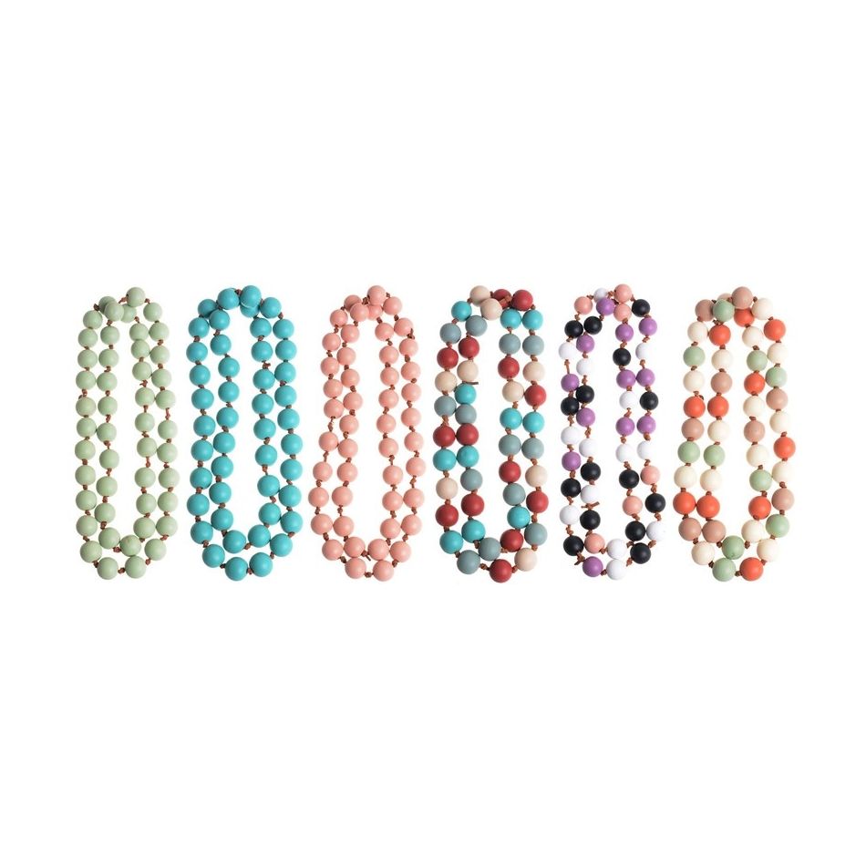 COLLAR LARGO CUENTAS MADERA