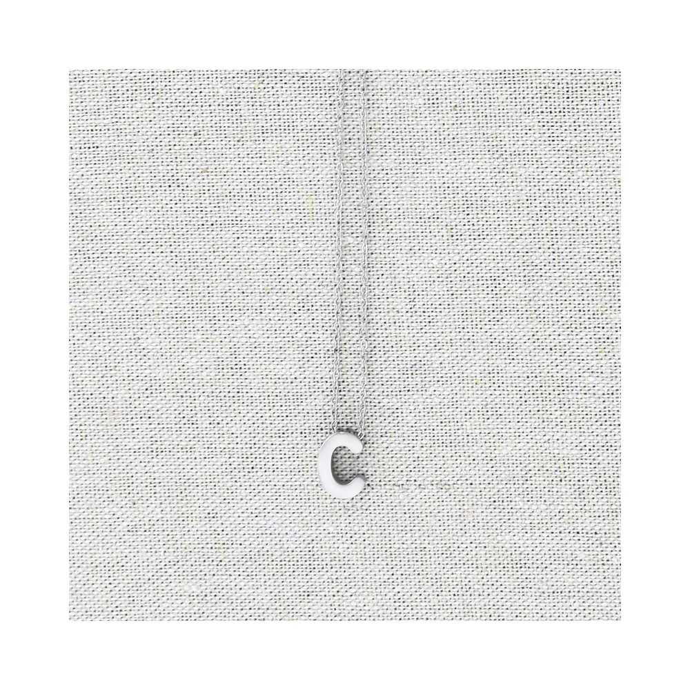 SOLID STEEL LETTER C PENDANT SHORT NECKLACE