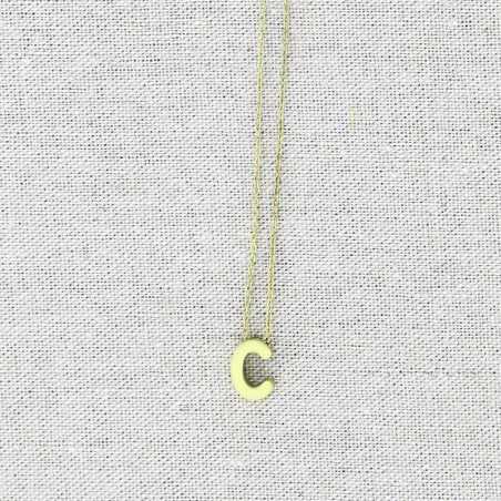 SOLID STEEL LETTER C PENDANT SHORT NECKLACE