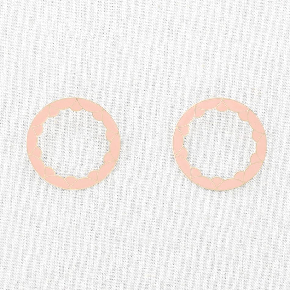 ENAMEL GEOMETRIC HOOP STEEL EARRINGS