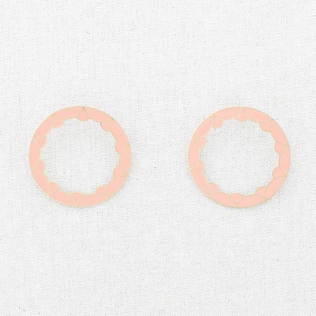 ENAMEL GEOMETRIC HOOP STEEL EARRINGS