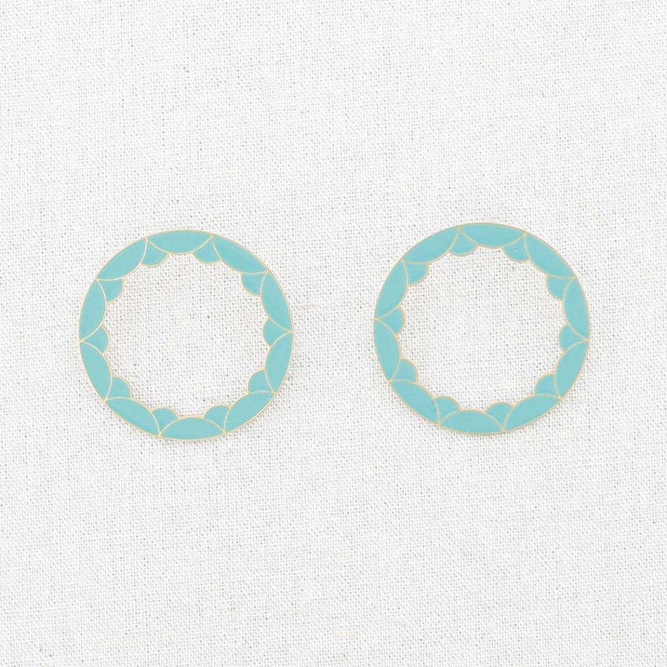 ENAMEL GEOMETRIC HOOP STEEL EARRINGS
