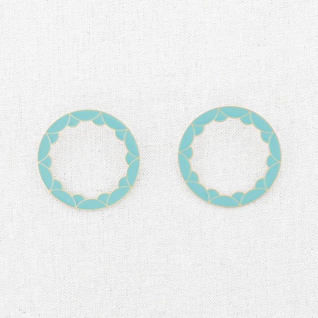 ENAMEL GEOMETRIC HOOP STEEL EARRINGS