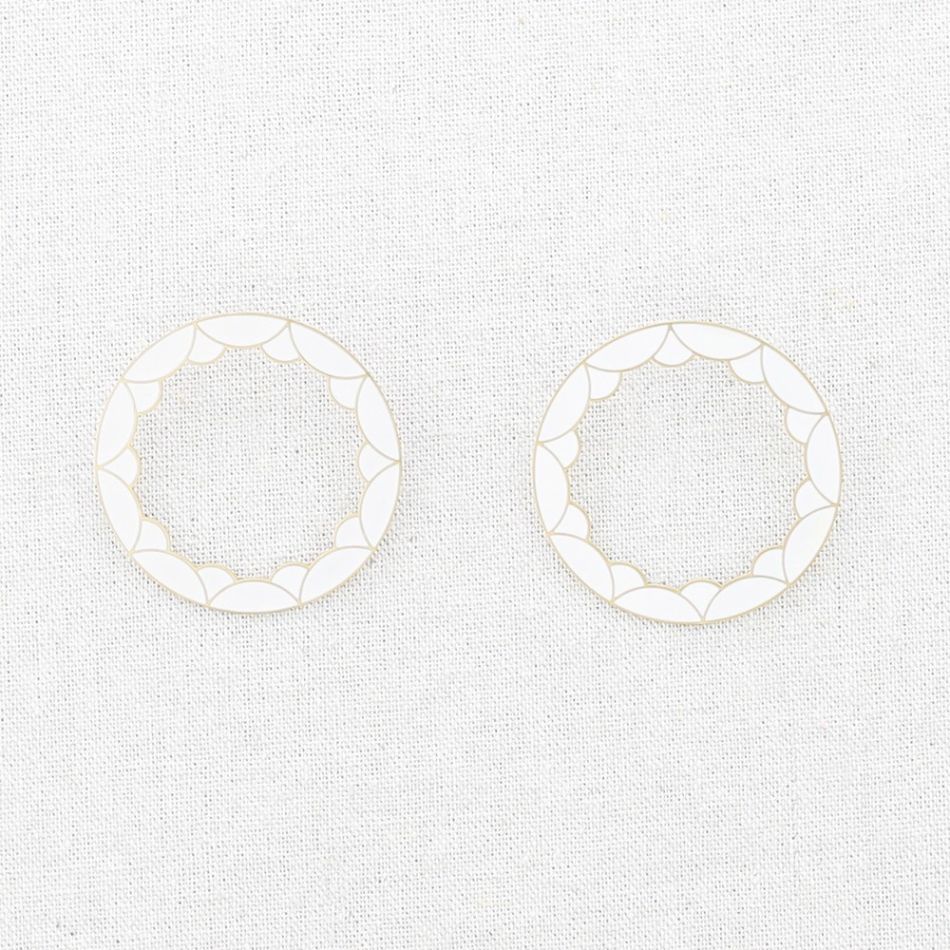 ENAMEL GEOMETRIC HOOP STEEL EARRINGS