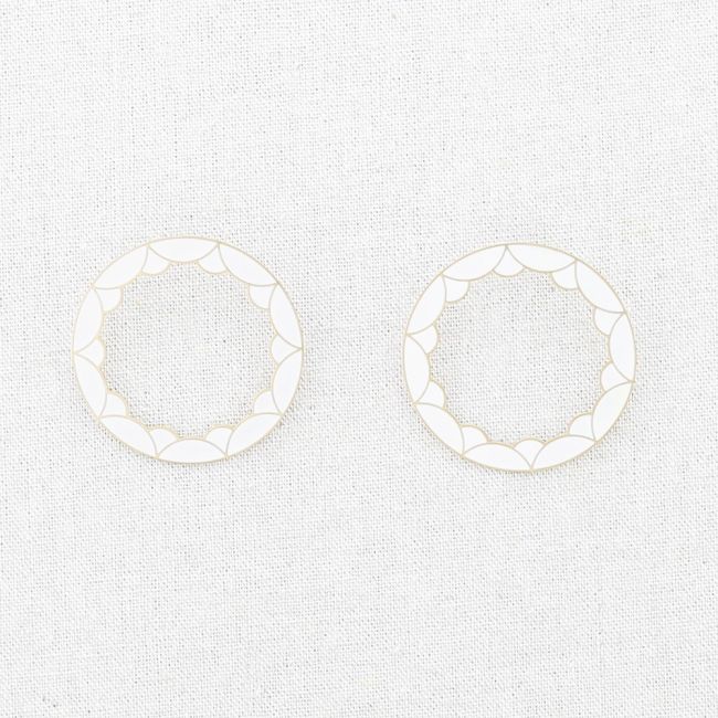 ENAMEL GEOMETRIC HOOP STEEL EARRINGS