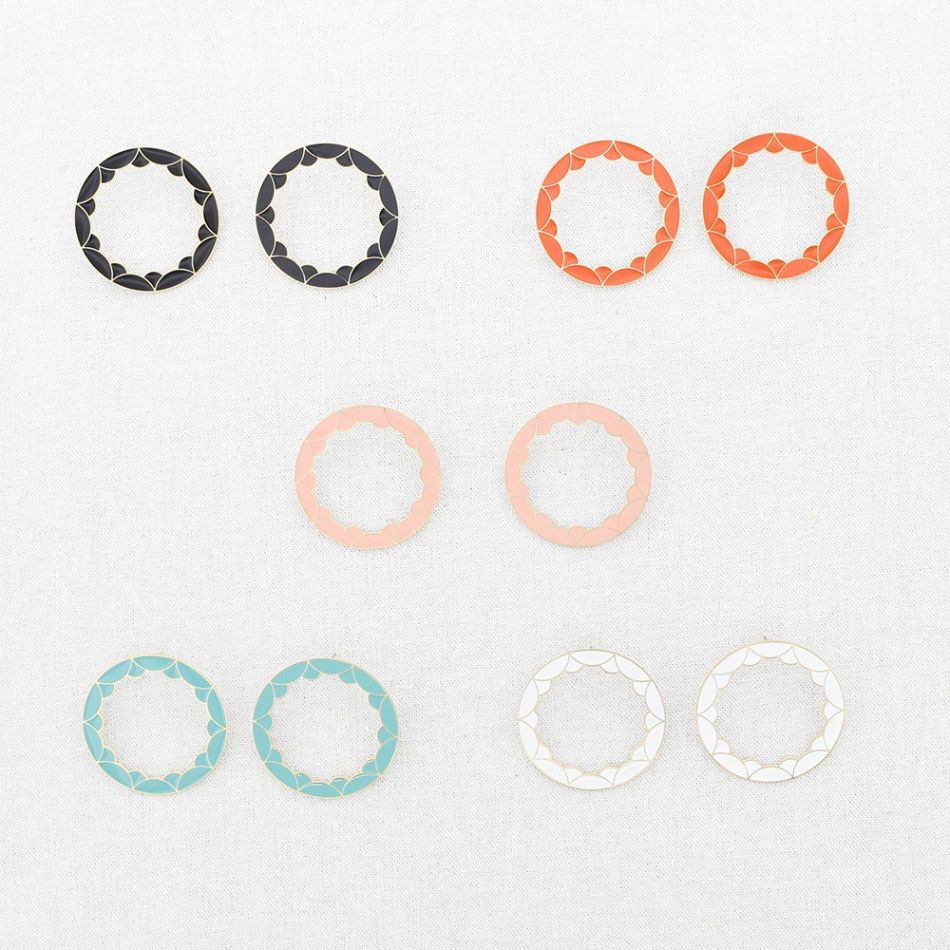 PENDIENTES ACERO ARO GEOMETRICO ESMALTE