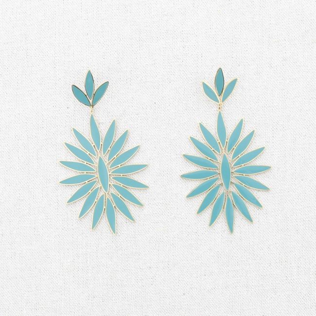 PENDIENTES ACERO COLGANTE FLOR ESMALTE