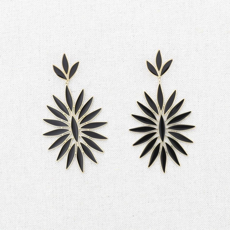 PENDIENTES ACERO COLGANTE FLOR ESMALTE