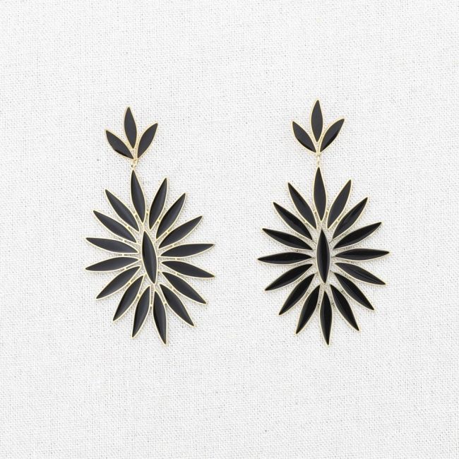PENDIENTES ACERO COLGANTE FLOR ESMALTE