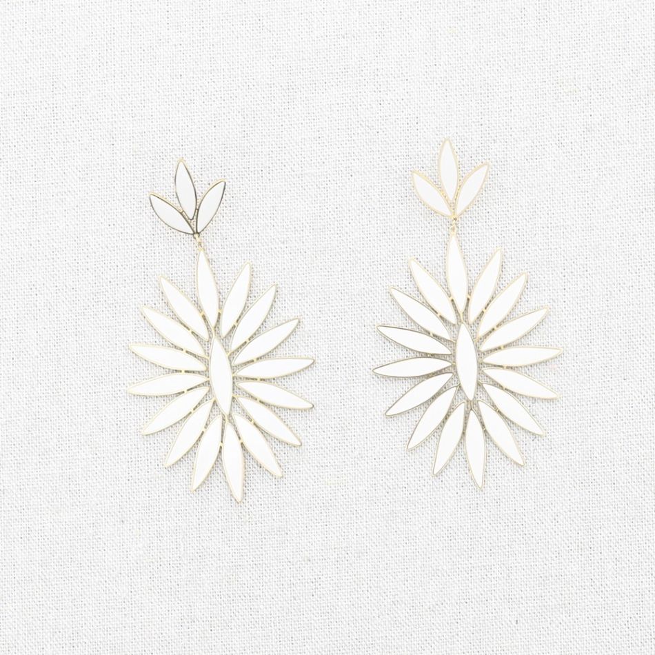 ENAMEL FLOWER PENDANT STEEL EARRINGS