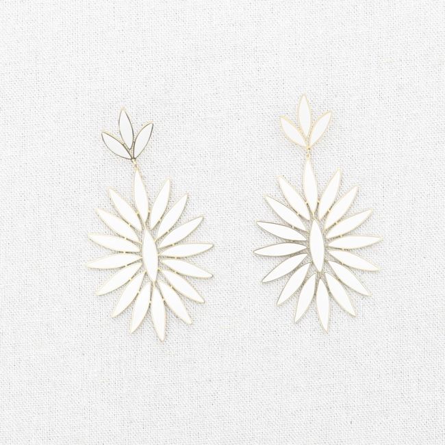 ENAMEL FLOWER PENDANT STEEL EARRINGS