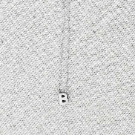 SOLID STEEL LETTER B PENDANT SHORT NECKLACE