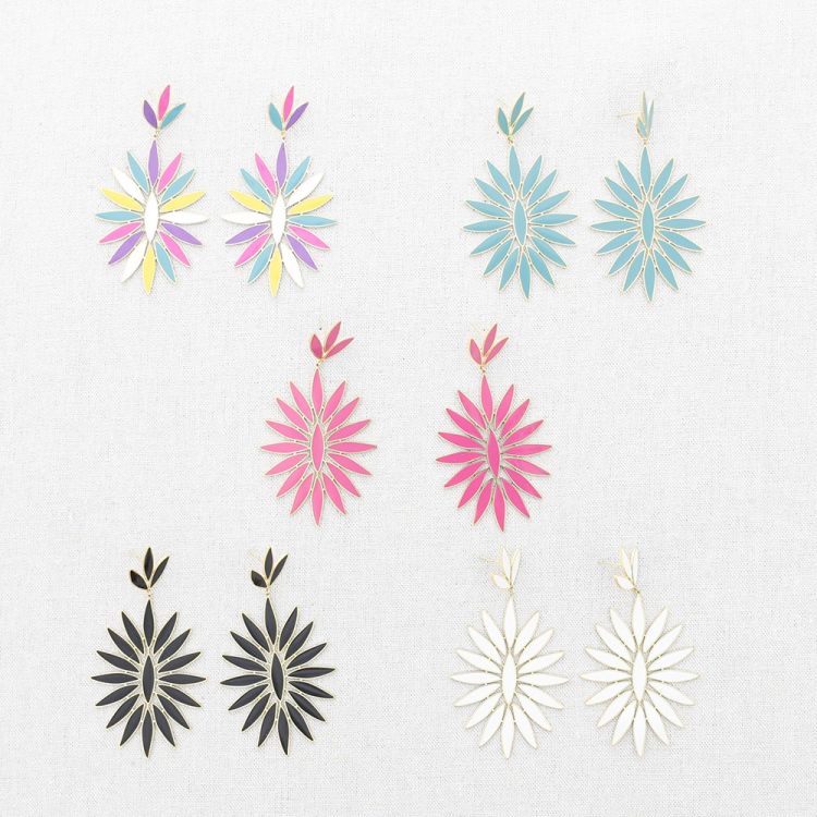 PENDIENTES ACERO COLGANTE FLOR ESMALTE 2