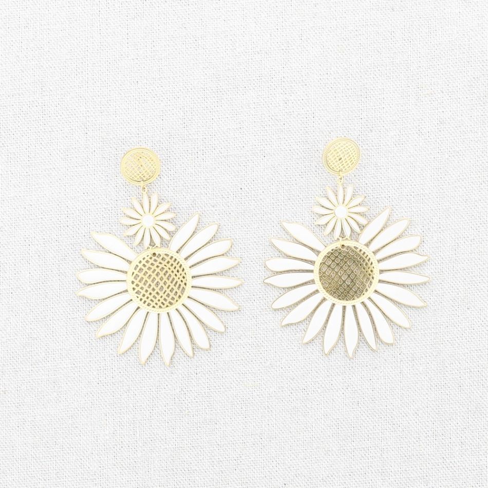 PENDIENTES ACERO DOBLE FLOR ESMALTE