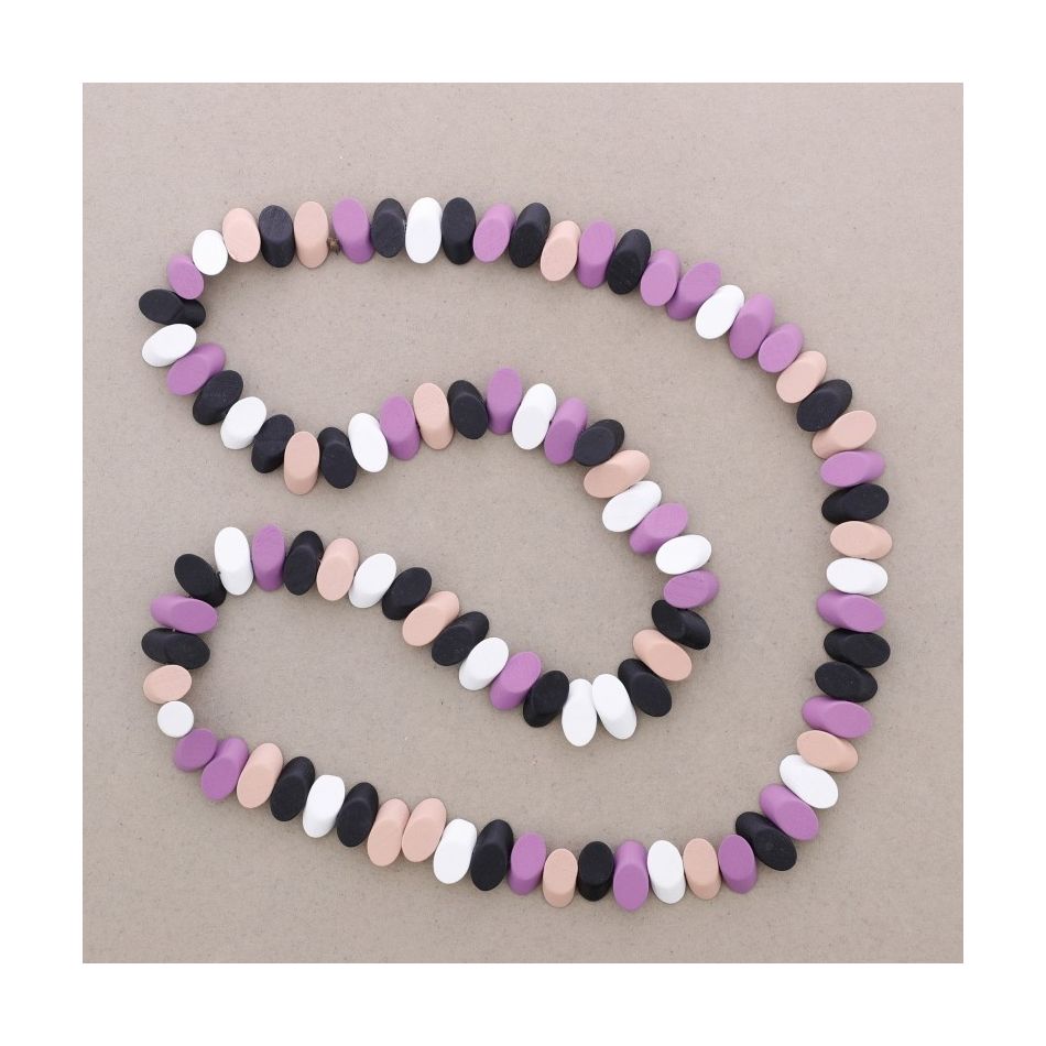 COLLAR LARGO CUENTAS MADERA