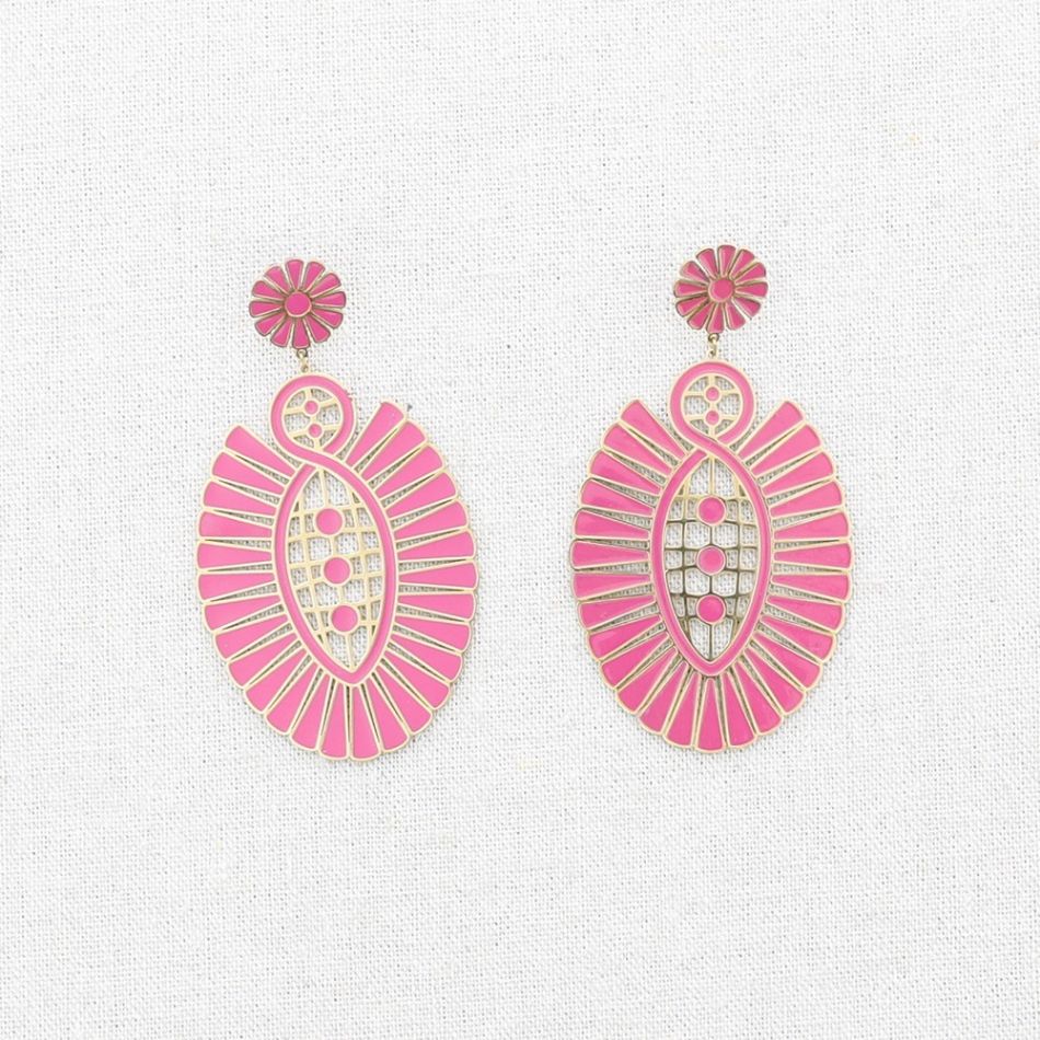 ENAMELLED FAN-SHAPED STEEL EARRINGS
