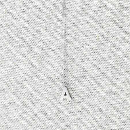 SOLID LETTER A PENDANT STEEL SHORT NECKLACE