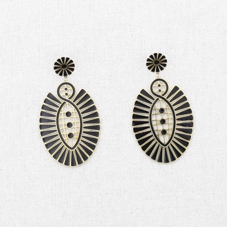 PENDIENTES ACERO FORMA ABANICO ESMALTE 2
