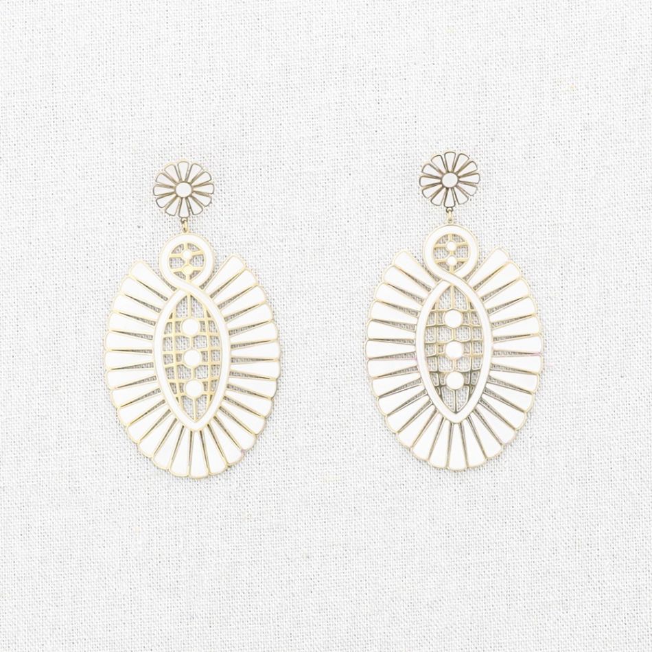 PENDIENTES ACERO FORMA ABANICO ESMALTE