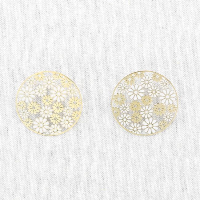 STAINLESS STEEL EARRINGS ENAMEL FLOWERS MEDAL