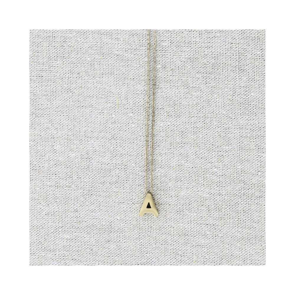 SOLID LETTER A PENDANT STEEL SHORT NECKLACE