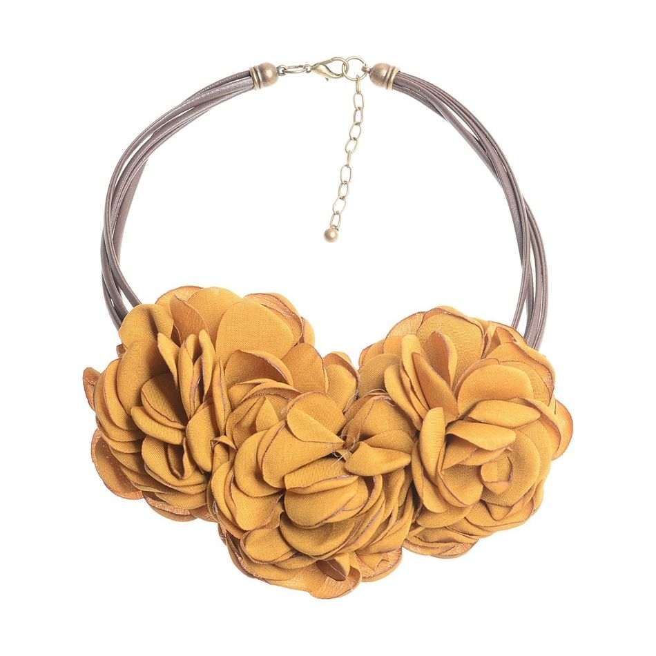 FABRIC FLOWERS SHORT NECKLACE