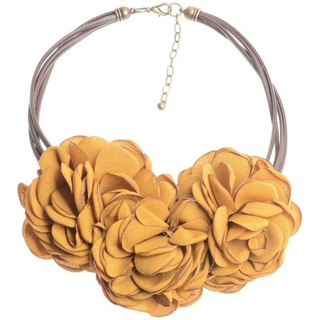 FABRIC FLOWERS SHORT NECKLACE