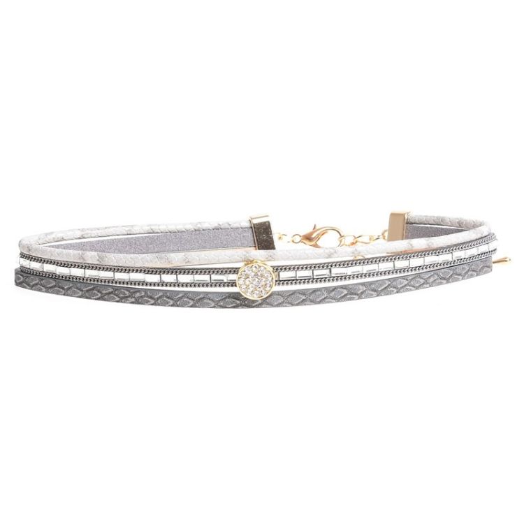 CHOKER TRES TIRAS POLIPIEL STRASS