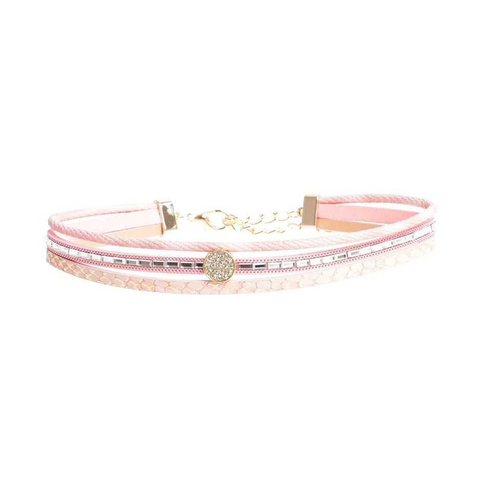 CHOKER THREE STRIPS IMITATION LEATHER STRASS