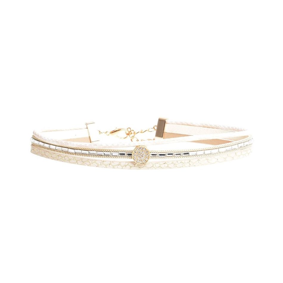 CHOKER THREE STRIPS IMITATION LEATHER STRASS