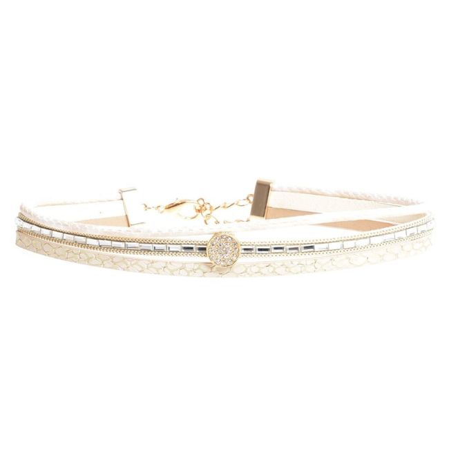CHOKER THREE STRIPS IMITATION LEATHER STRASS