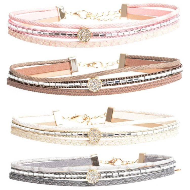 CHOKER TRES TIRAS POLIPIEL STRASS 2
